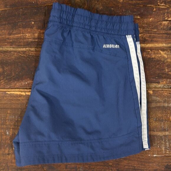Adidas Primegreen Shorts Sz Medium Blue w/Side Stripes Elastic Waist - Picture 1 of 3